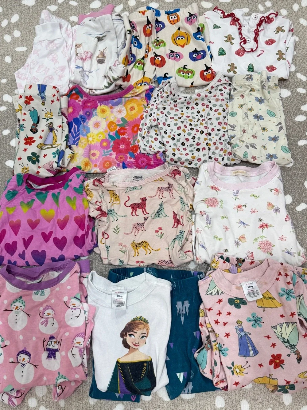 Lot of 19 Bamboo pajamas set disney princess cotton long sleeve pants tee pima